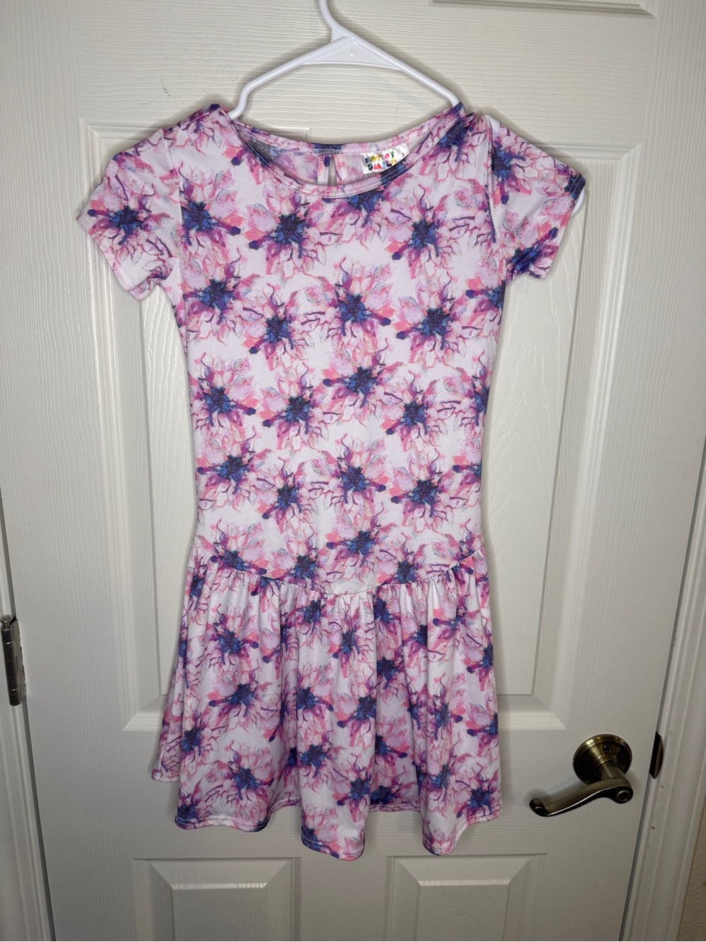 Dot Dot Smile Pink Floral Drop Waist Dress Size 7 NWT